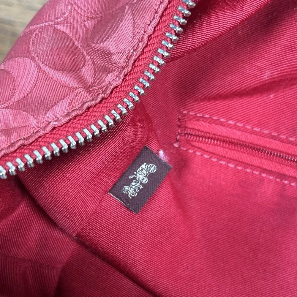 Coach Red Canvas Leather Backpack with Zipper Accents‎ Gold Hardware READ
